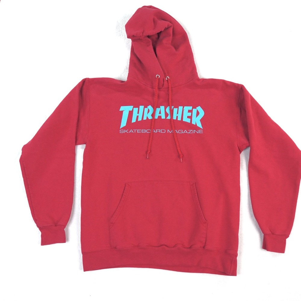 Vintage Thrasher Magazine Hoodie Adult Small 34-36 Pink Red Sweatshirt Y2K